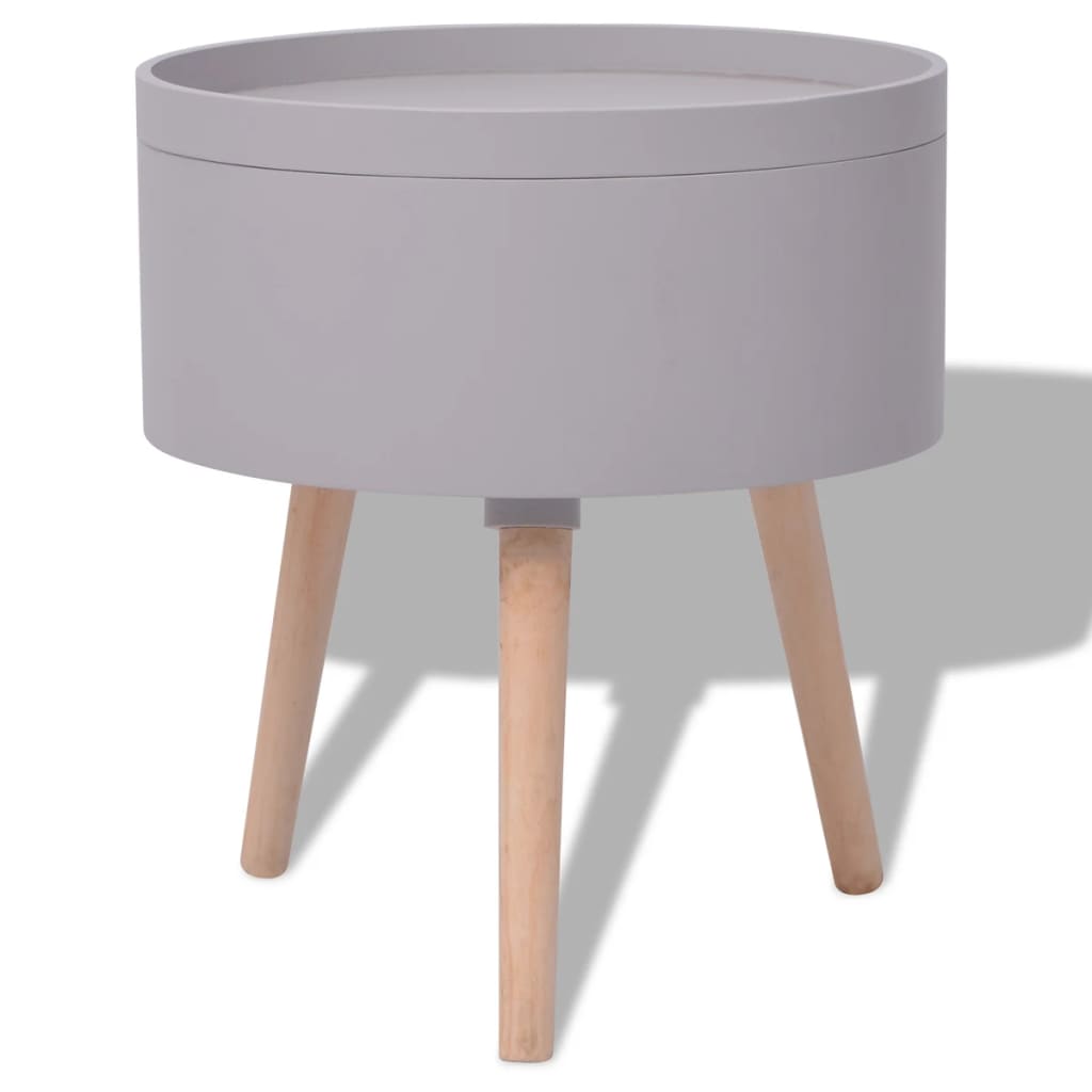 Side Table With Serving Tray Round 15.6&quot;X17.5&quot;