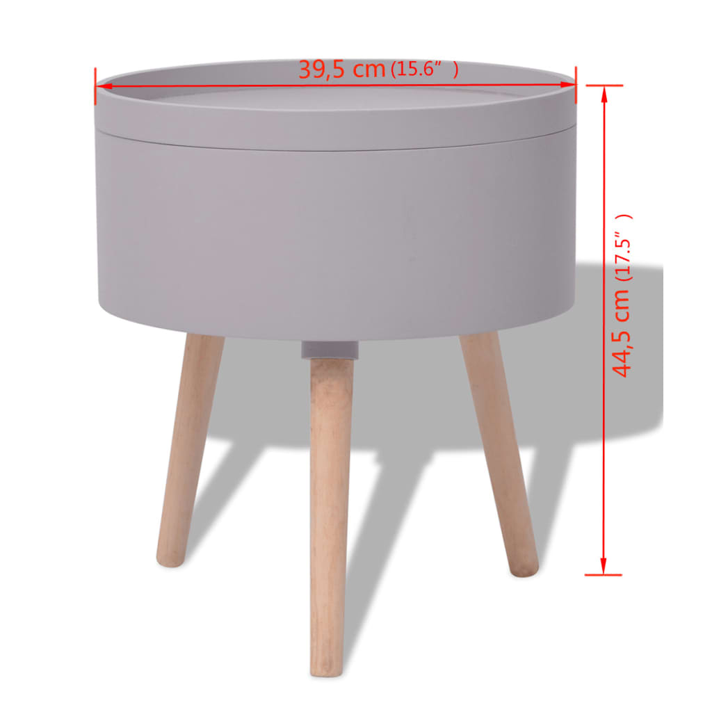 Side Table With Serving Tray Round 15.6&quot;X17.5&quot;