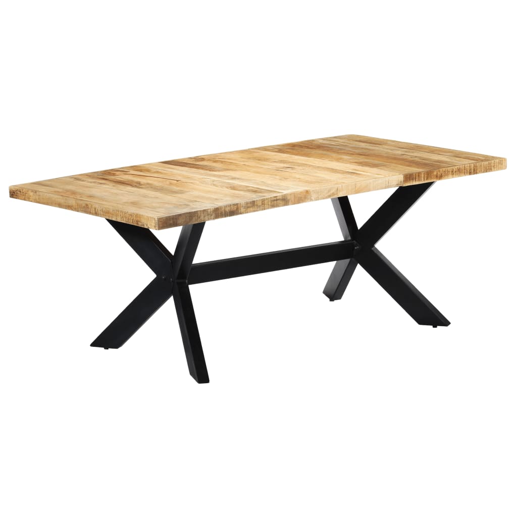 Dining Table Solid Reclaimed Wood And Steel Cross 70.9&quot;