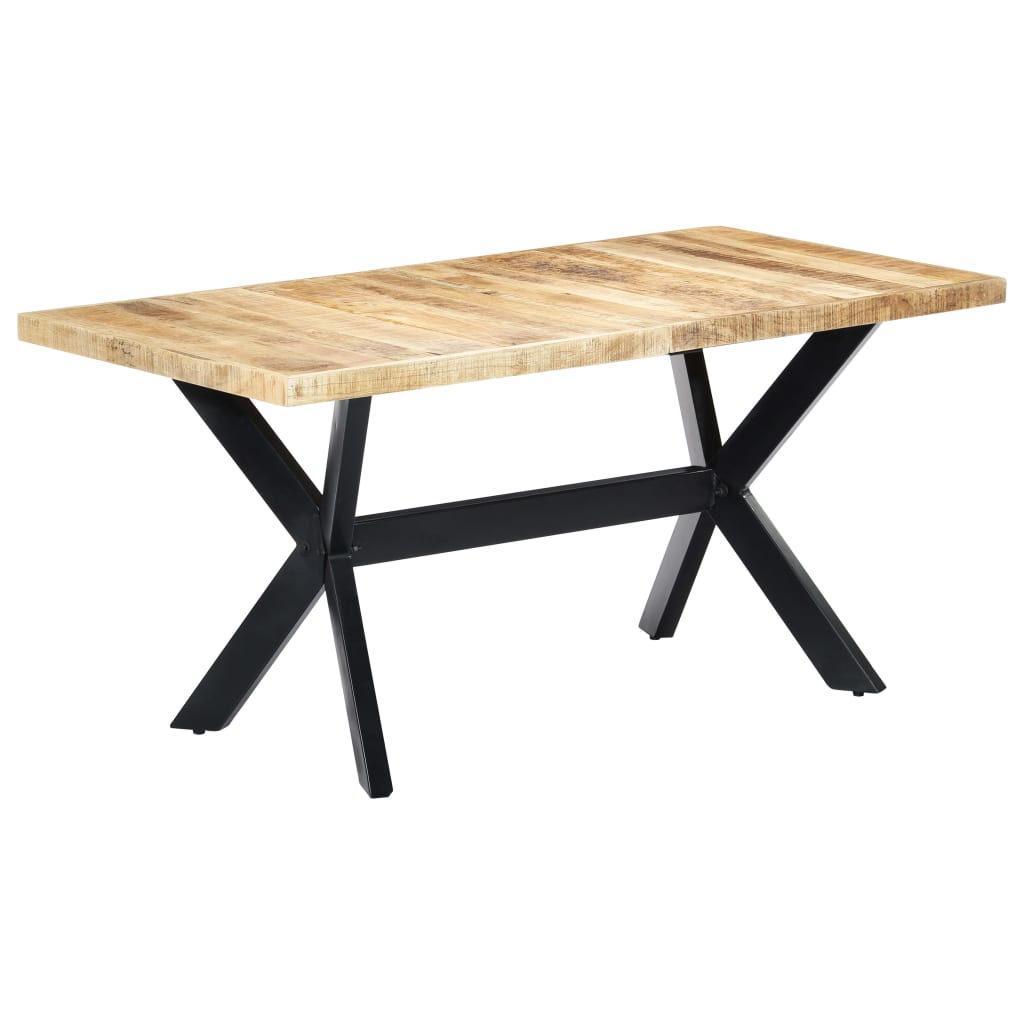 Dining Table Solid Reclaimed Wood And Steel Cross 70.9&quot;