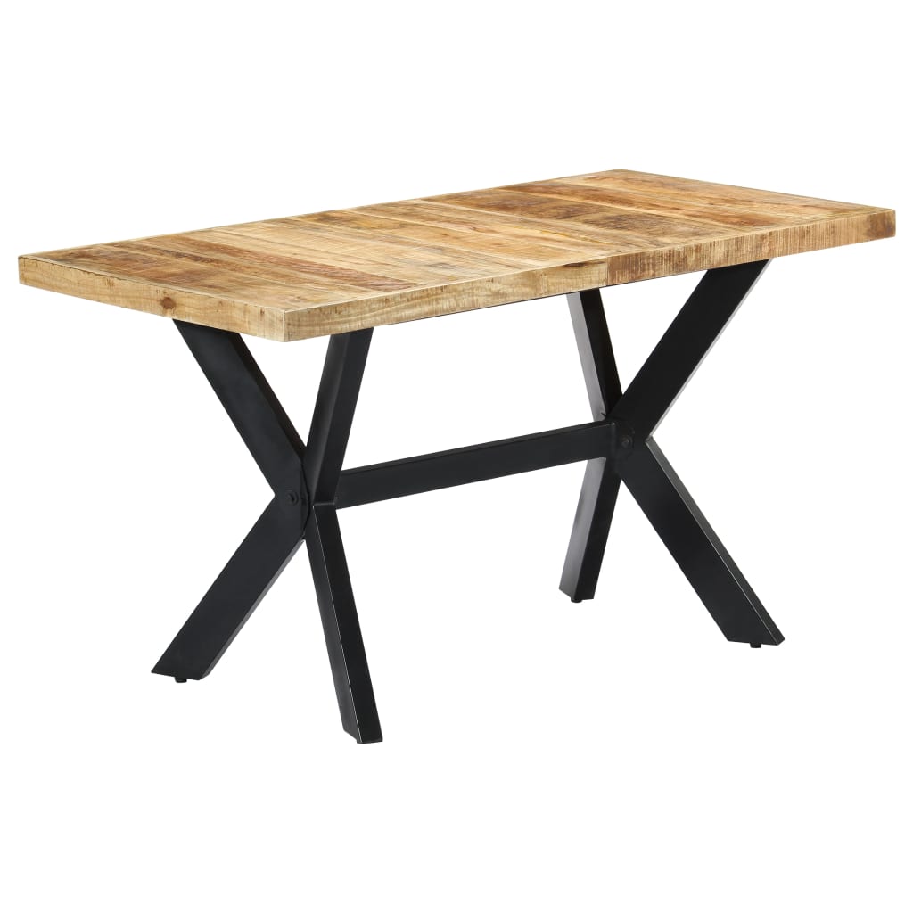 Dining Table Solid Reclaimed Wood And Steel Cross 70.9&quot;