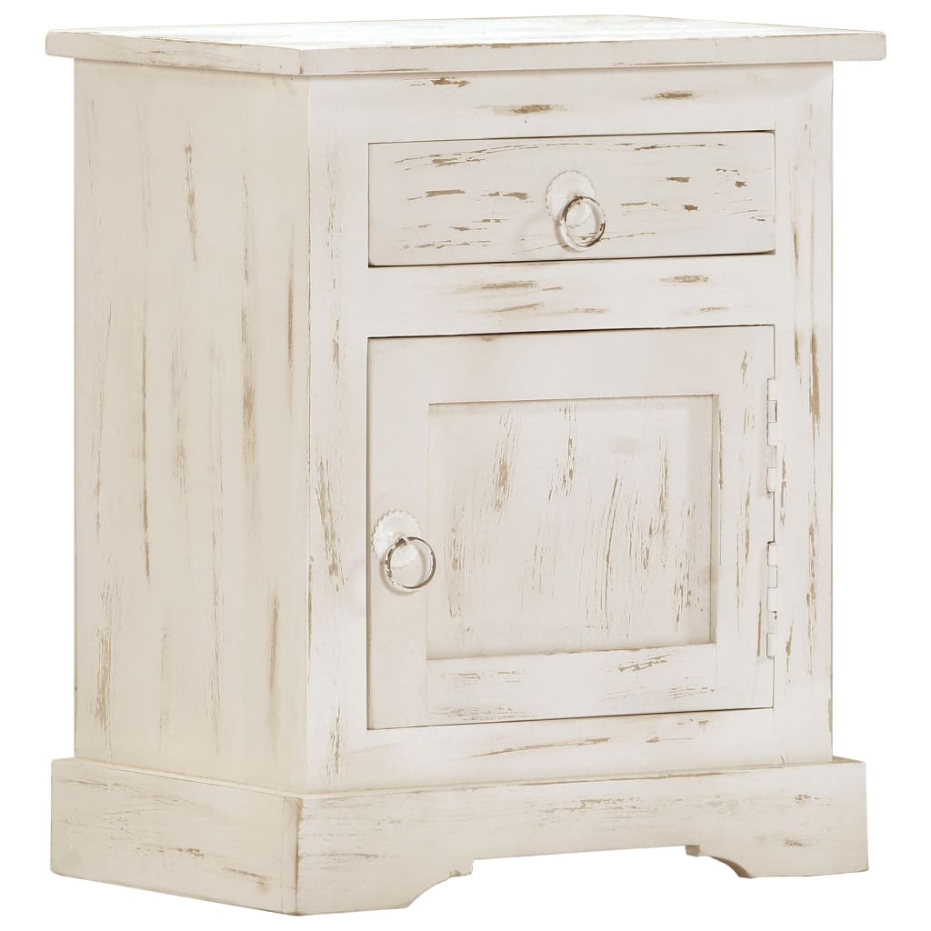 Bedside Cabinet White 15.7&quot;X11.8&quot;X19.7&quot; Solid Mango Wood