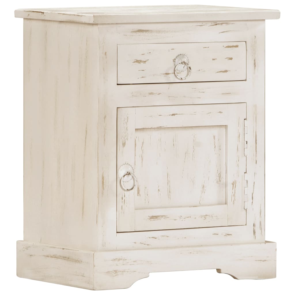 Bedside Cabinet White 15.7&quot;X11.8&quot;X19.7&quot; Solid Mango Wood