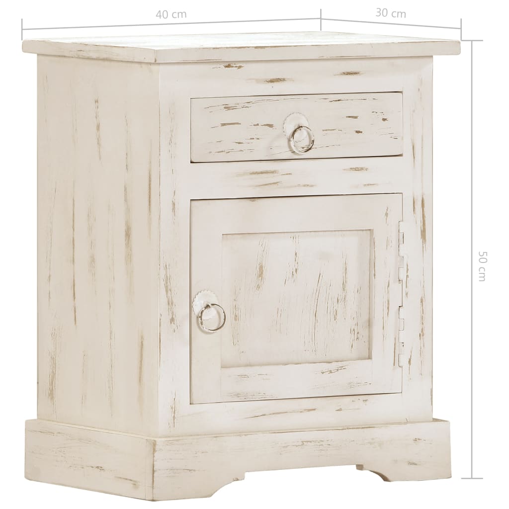 Bedside Cabinet White 15.7&quot;X11.8&quot;X19.7&quot; Solid Mango Wood