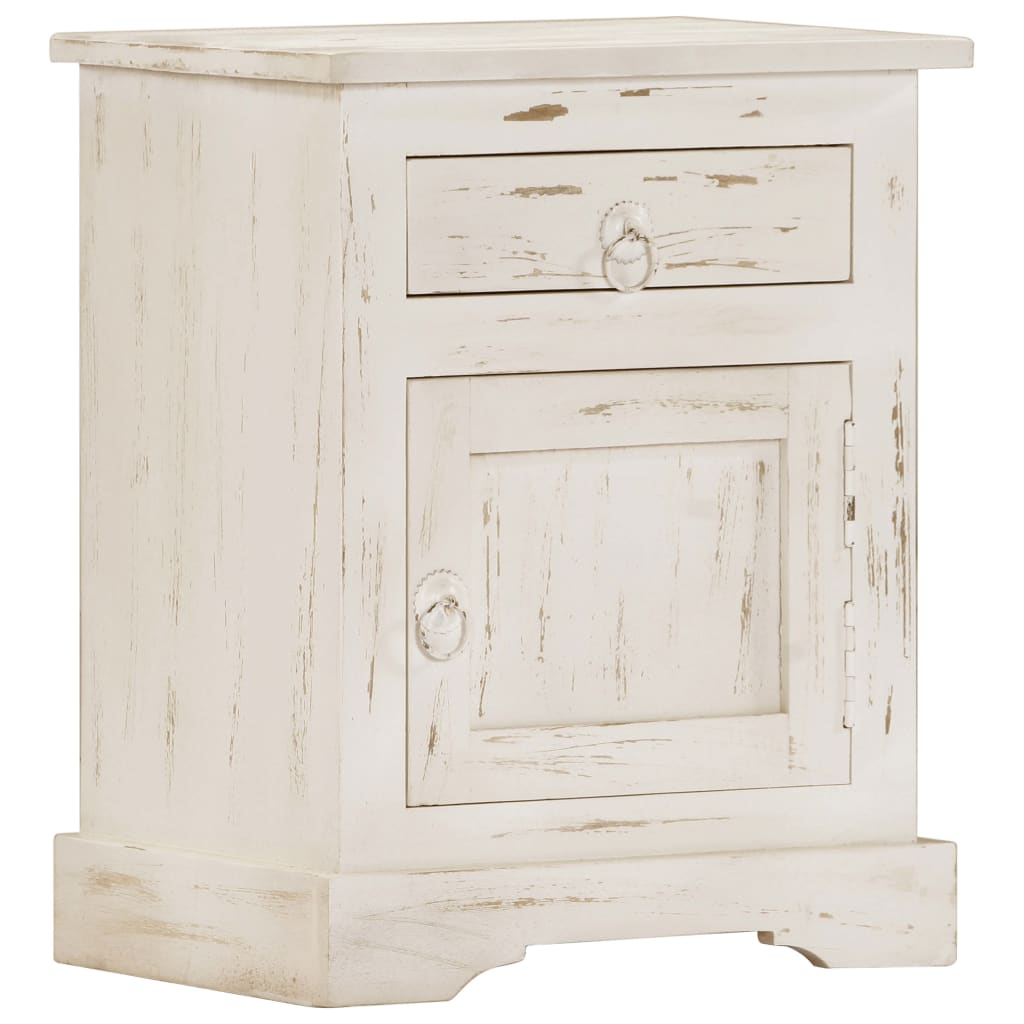 Bedside Cabinet White 15.7&quot;X11.8&quot;X19.7&quot; Solid Mango Wood