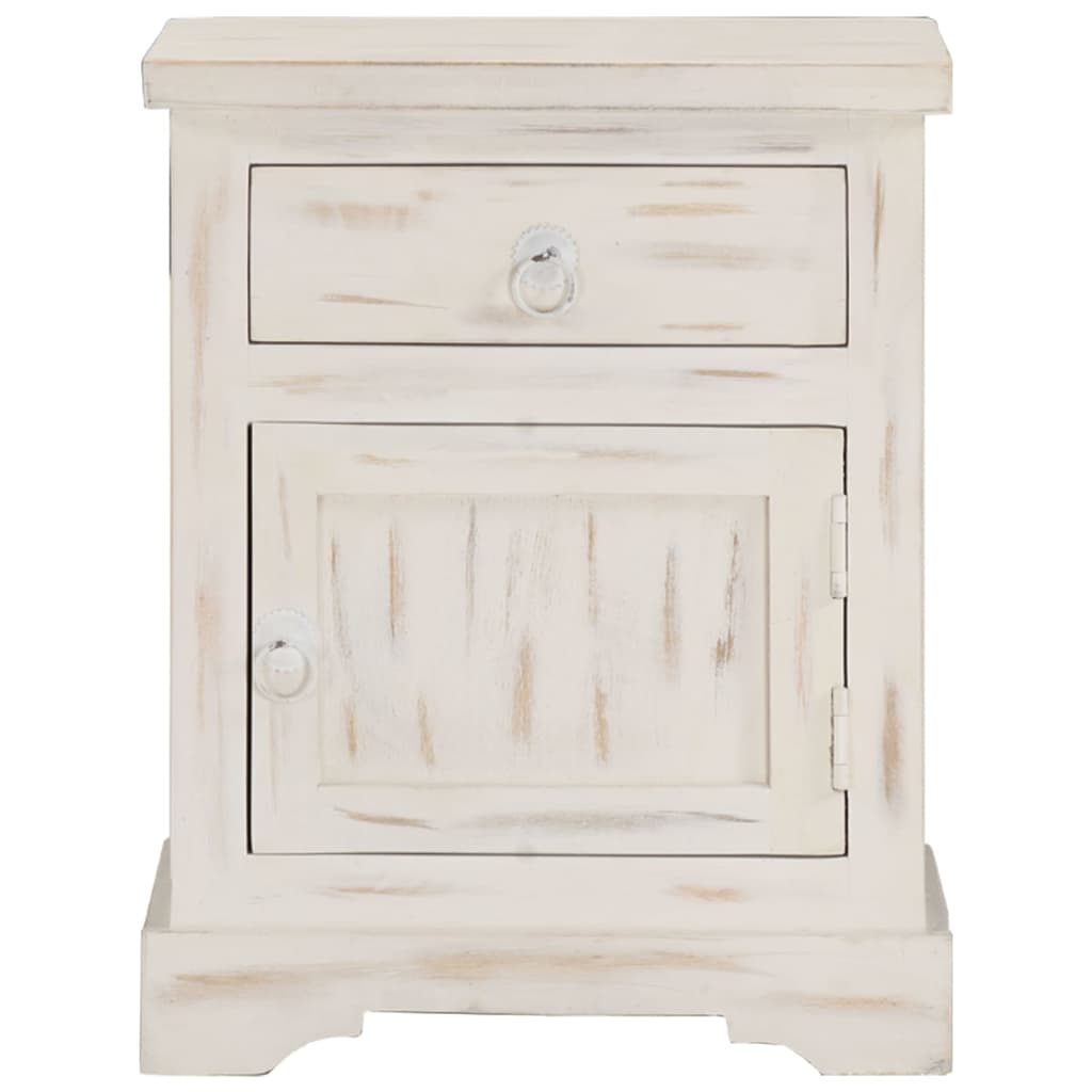 Bedside Cabinet White 15.7&quot;X11.8&quot;X19.7&quot; Solid Mango Wood