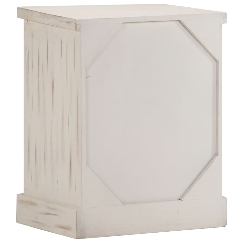 Bedside Cabinet White 15.7&quot;X11.8&quot;X19.7&quot; Solid Mango Wood