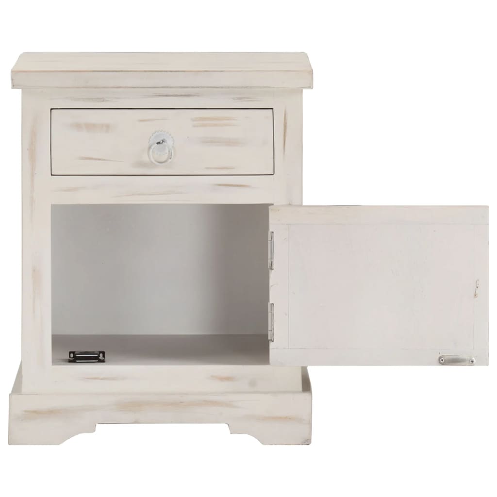 Bedside Cabinet White 15.7&quot;X11.8&quot;X19.7&quot; Solid Mango Wood