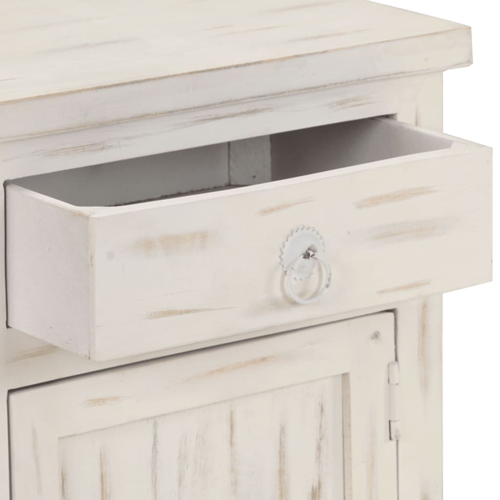 Bedside Cabinet White 15.7&quot;X11.8&quot;X19.7&quot; Solid Mango Wood