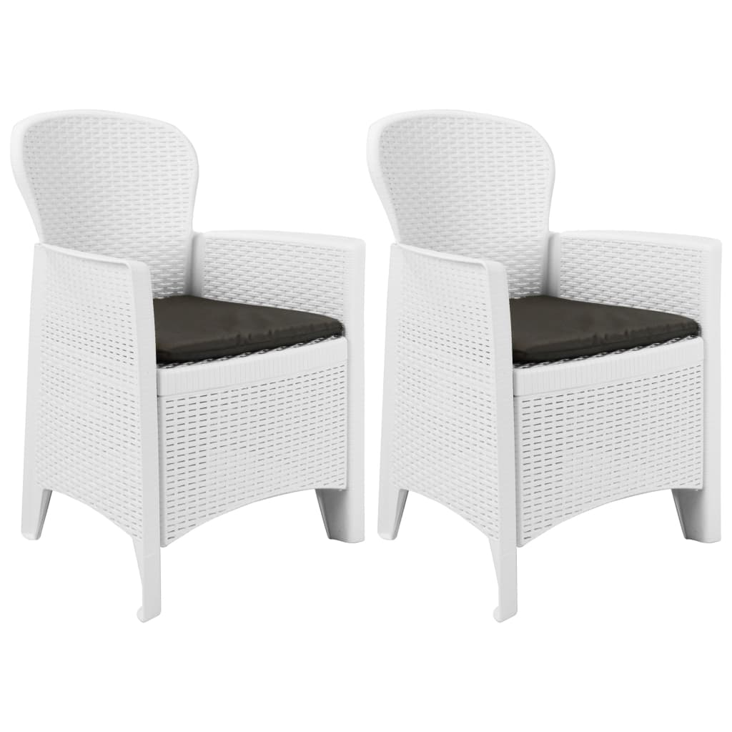 Patio Chairs 2 Pcs With Cushion Plastic Rattan Look