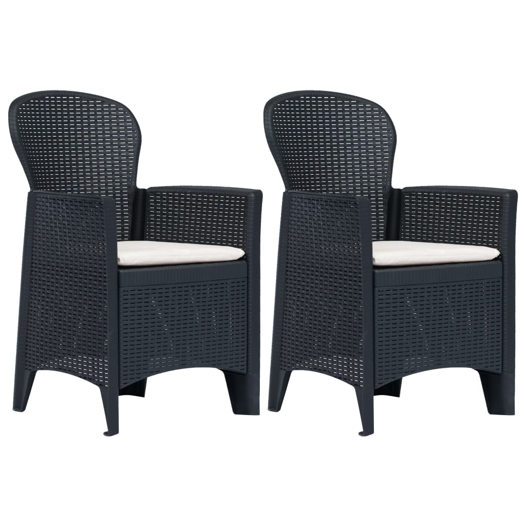 Patio Chairs 2 Pcs With Cushion Plastic Rattan Look