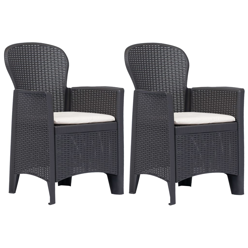 Patio Chairs 2 Pcs With Cushion Plastic Rattan Look