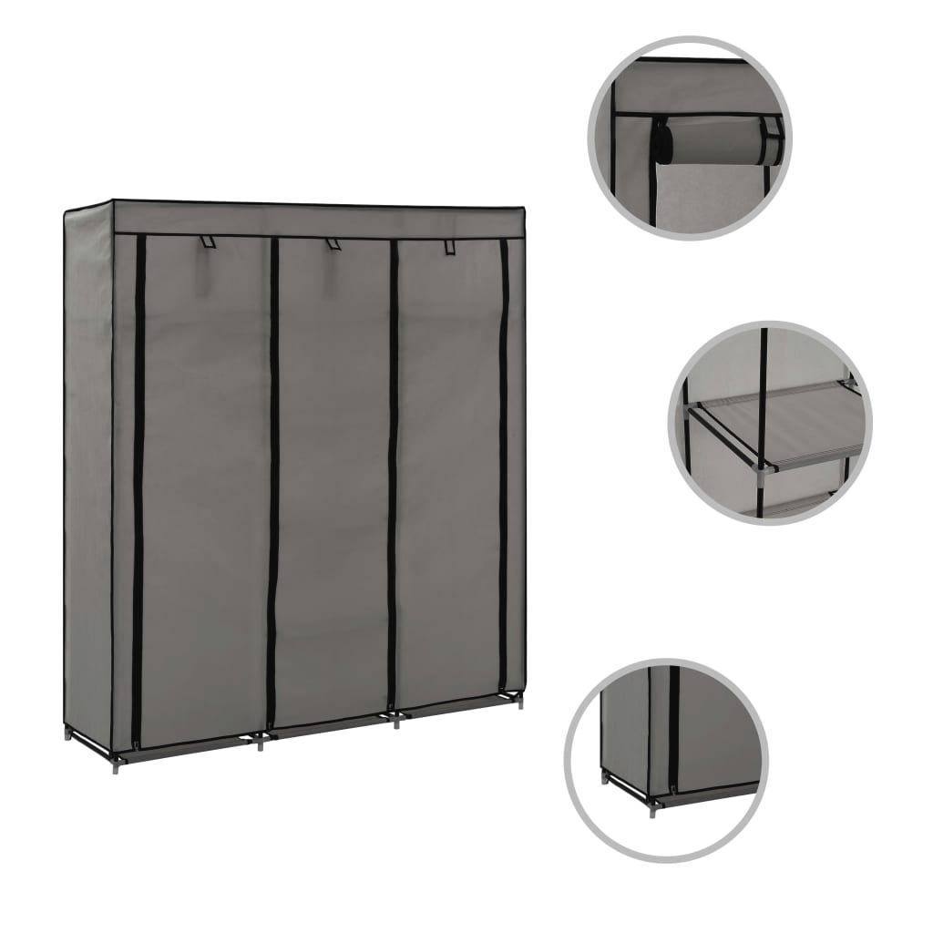 Wardrobe With Compartments And Rods 59.1&quot;X17.7&quot;X68.9&quot; Fabric