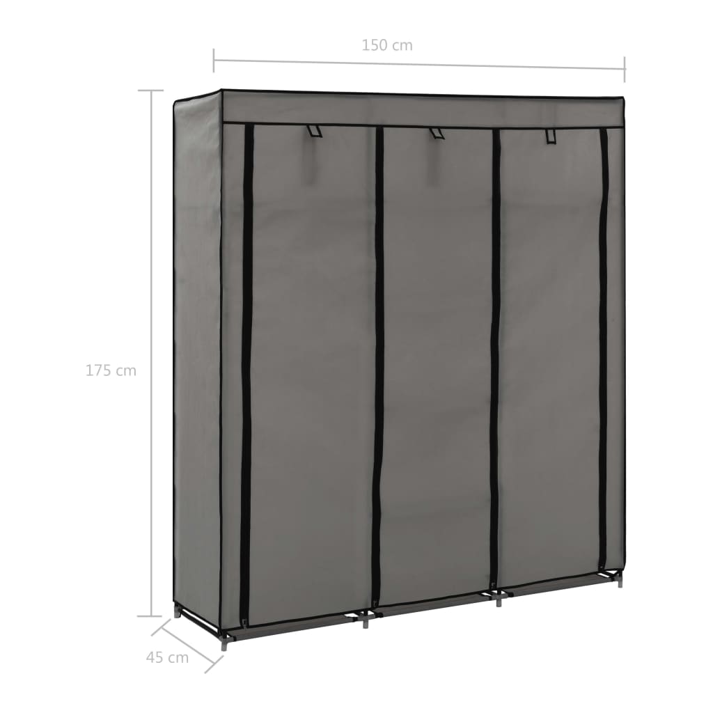 Wardrobe With Compartments And Rods 59.1&quot;X17.7&quot;X68.9&quot; Fabric