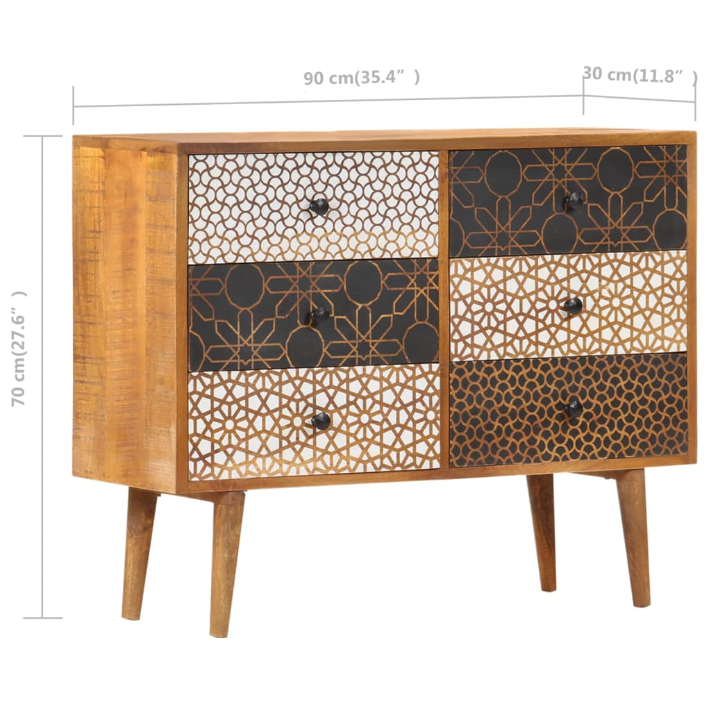 Sideboard With Printed Pattern X11.8&quot;X27.6&quot; Solid Mango Wood