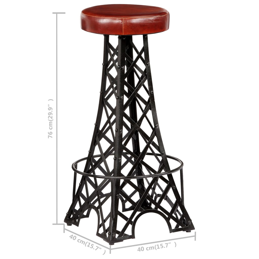 Bar Stools 2 Pcs Real Leather