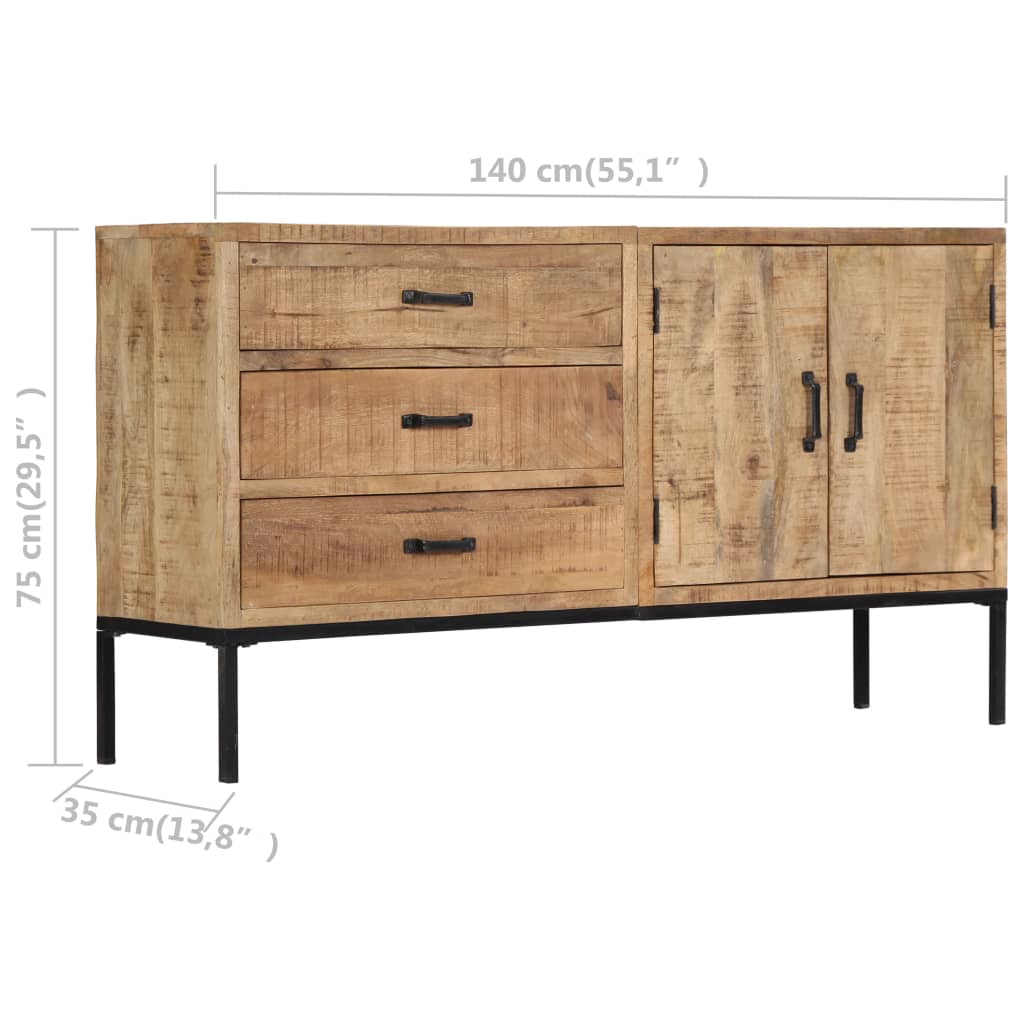 Sideboard 55.1&quot;X13.8&quot;X29.5&quot; Solid Mango Wood