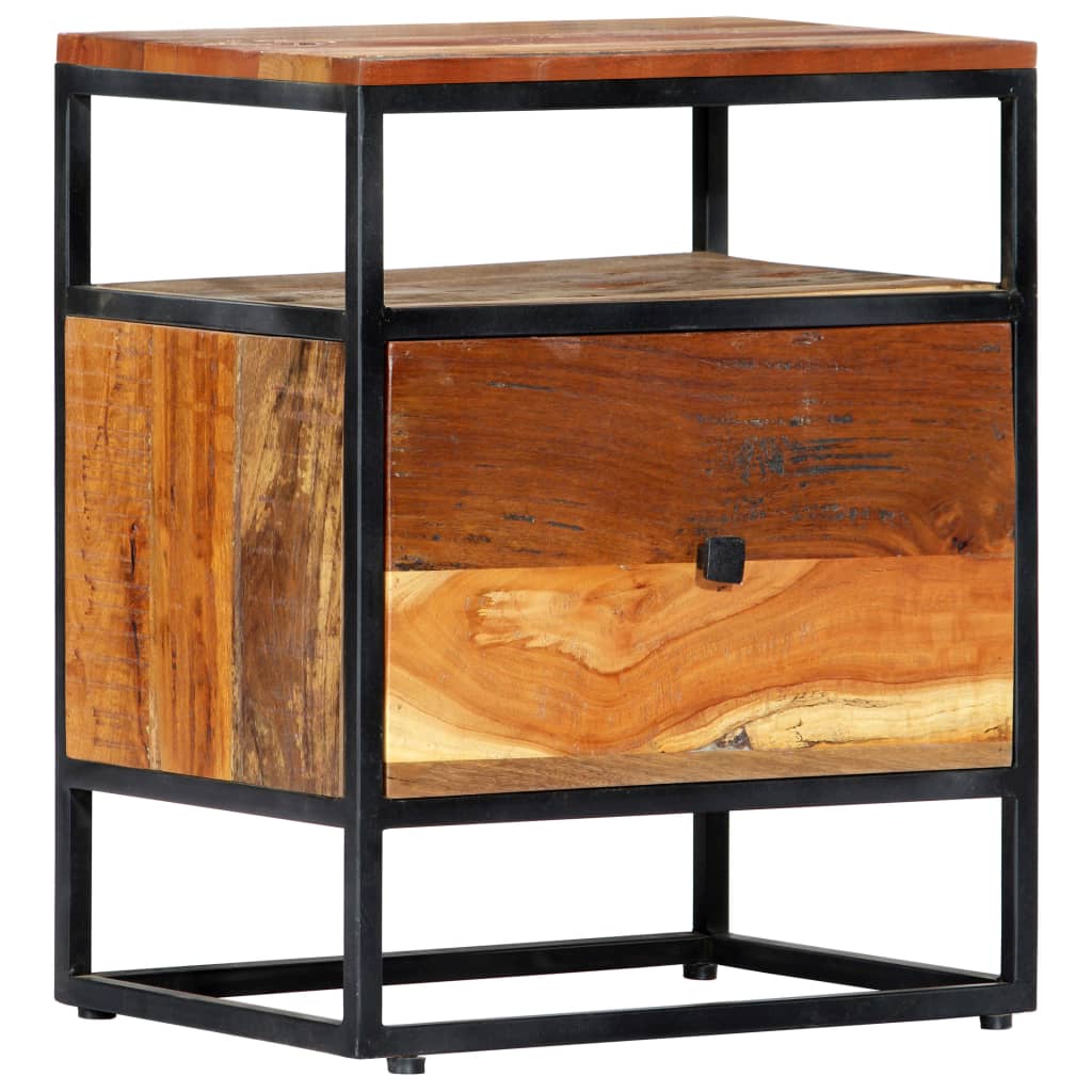 Bedside Cabinet 15.7&quot;X11.8&quot;X19.7&quot; Solid Reclaimed Wood And Steel