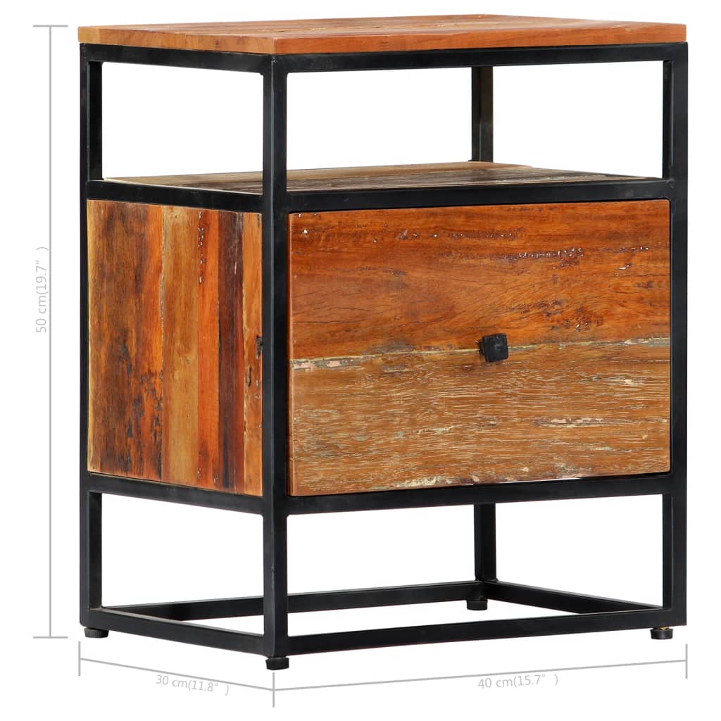 Bedside Cabinet 15.7&quot;X11.8&quot;X19.7&quot; Solid Reclaimed Wood And Steel