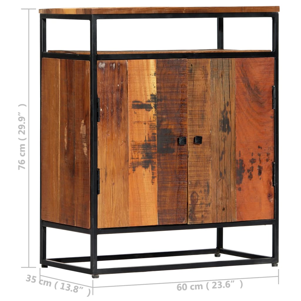 Side Cabinet 23.6&quot;X13.8&quot;X29.9&quot; Solid Reclaimed Wood And Steel