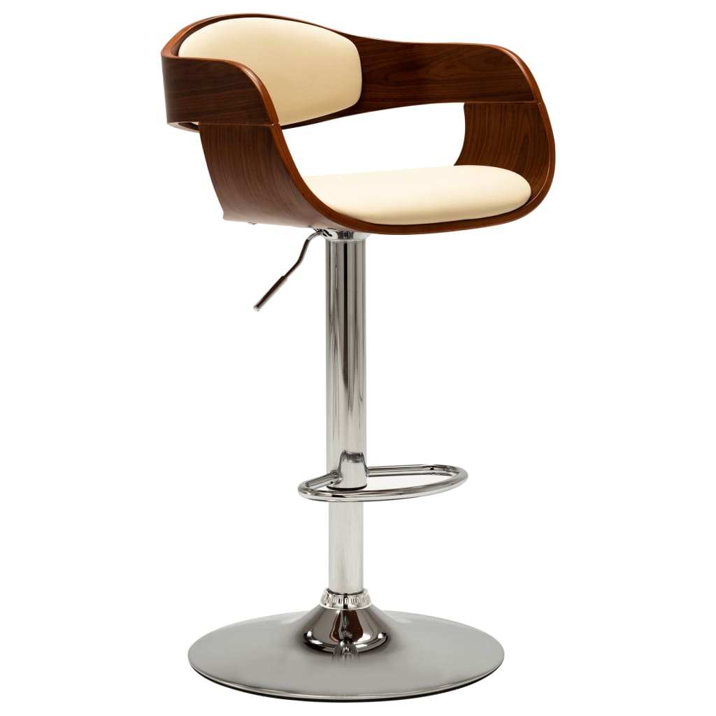 Bar Stool Bent Wood And Faux Leather