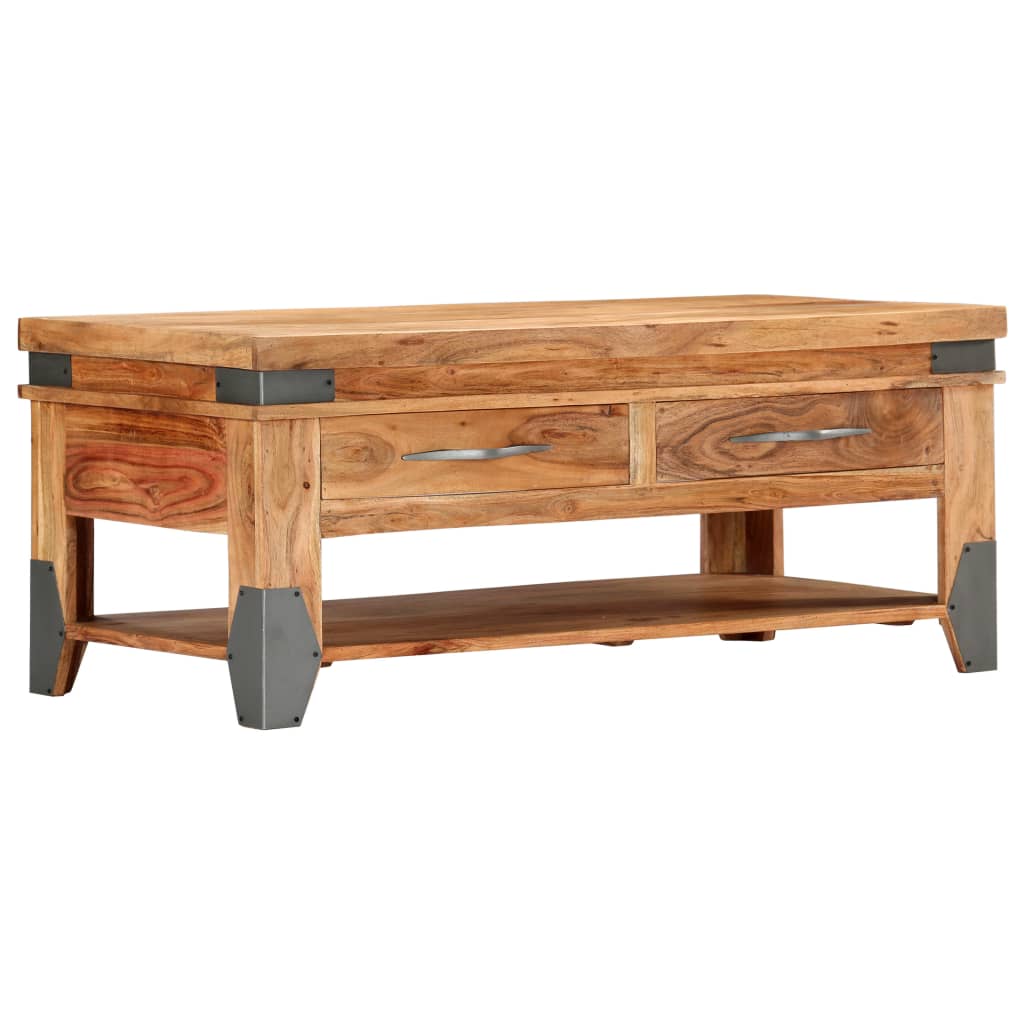 Coffee Table 43.3&quot;X20.5&quot;X17.7&quot; Solid Acacia Wood