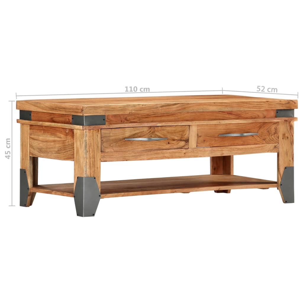 Coffee Table 43.3&quot;X20.5&quot;X17.7&quot; Solid Acacia Wood