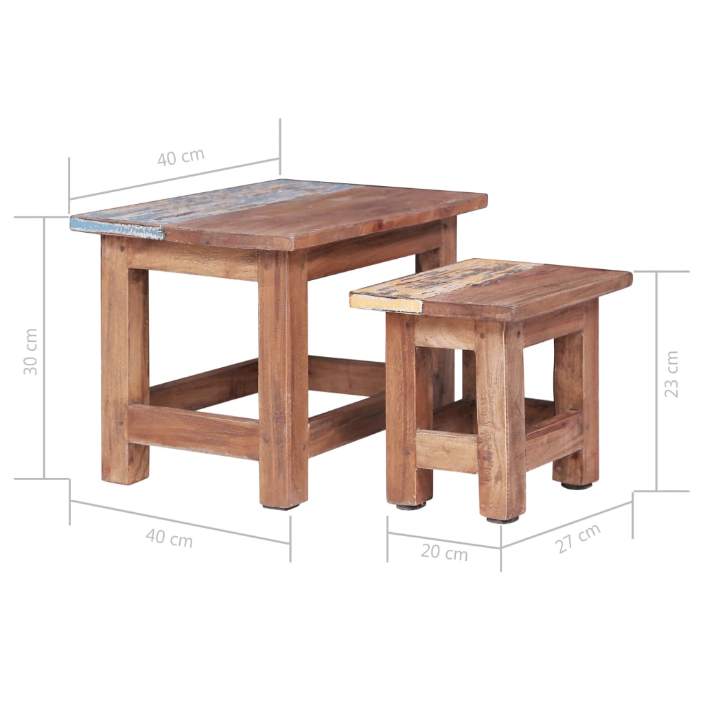 Nesting Tables 2 Pcs Solid Mahogany Wood