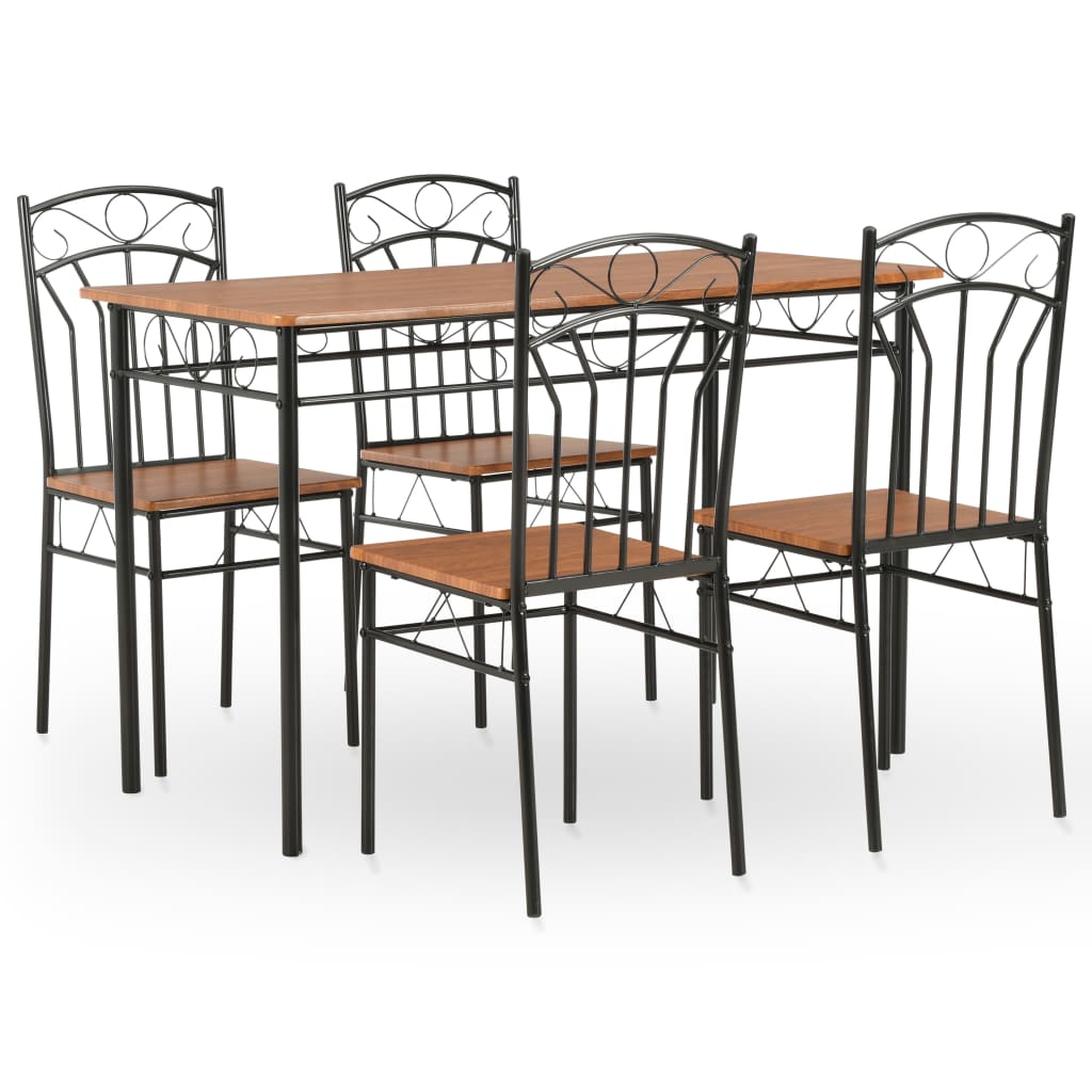 7 Piece Dining Set Mdf And Steel Brown