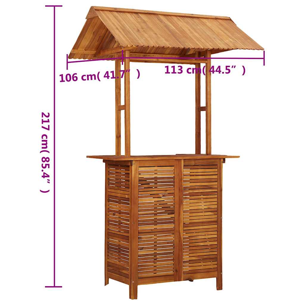 Patio Bar Table With Rooftop 44.5&quot;X41.7&quot;X85.4&quot; Solid Wood Acacia