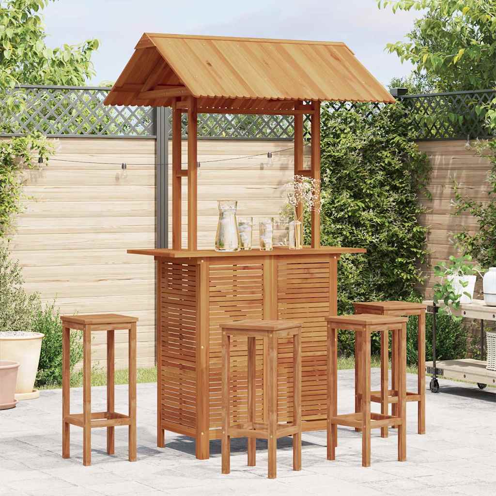 Patio Bar Table With Rooftop 44.5&quot;X41.7&quot;X85.4&quot; Solid Wood Acacia