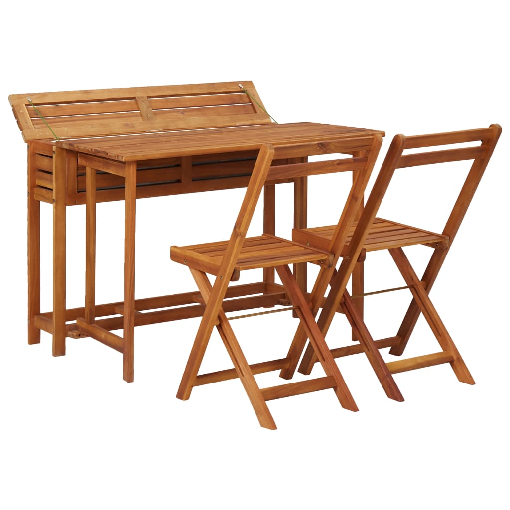 Garden Planter Table With 2 Bistro Chairs Solid Acacia Wood