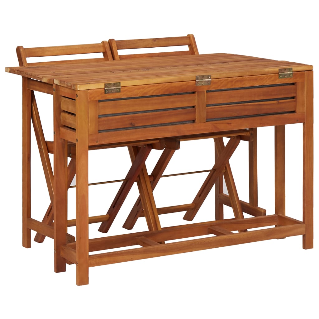 Garden Planter Table With 2 Bistro Chairs Solid Acacia Wood