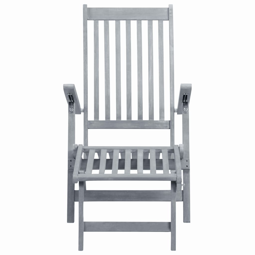 Patio Deck Chair With Footrest Gray Wash Solid Acacia Wood