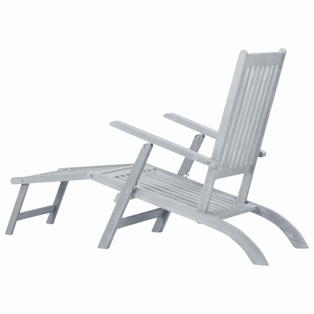 Patio Deck Chair With Footrest Gray Wash Solid Acacia Wood