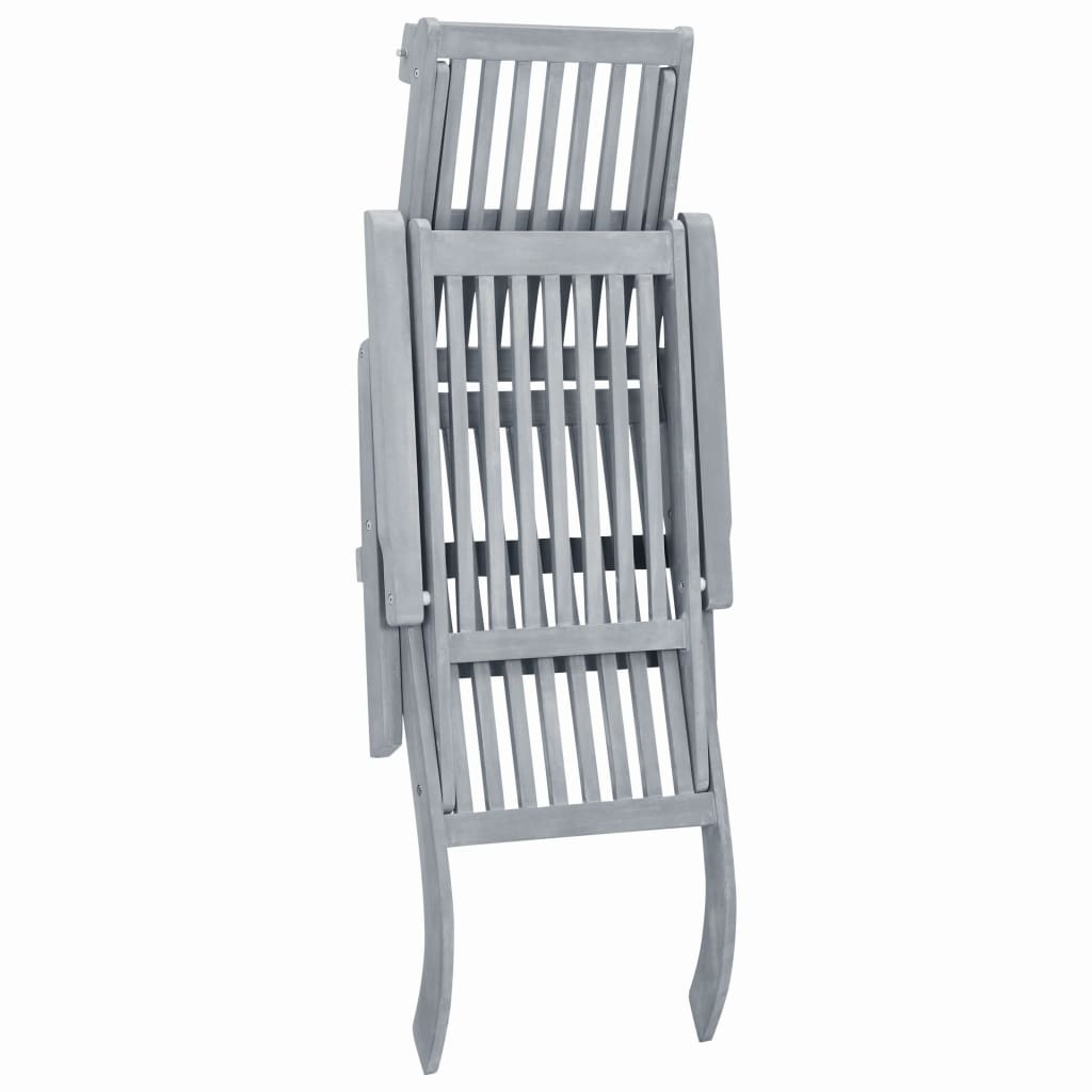 Patio Deck Chair With Footrest Gray Wash Solid Acacia Wood