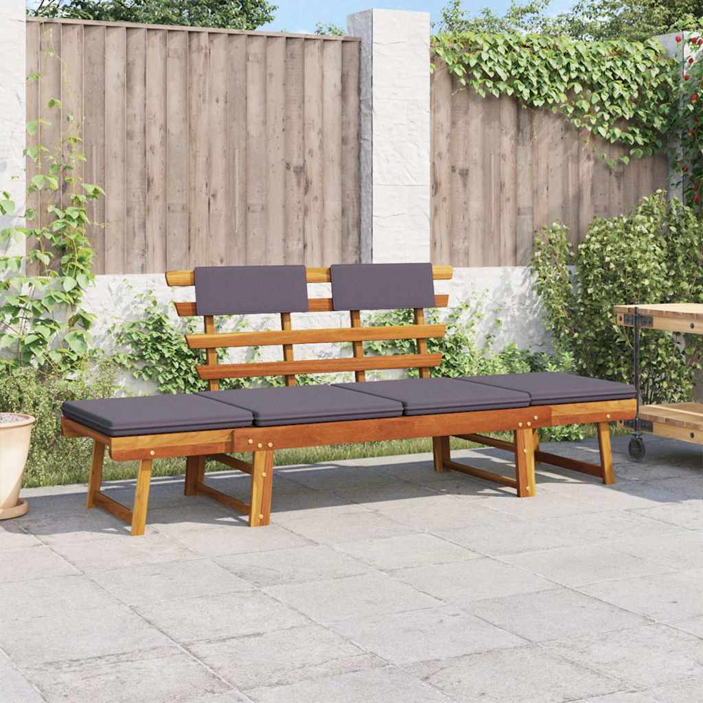 Patio Bench With Cushions 2-In-1 74.8&quot; Solid Acacia Wood