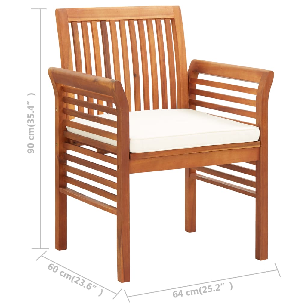 Patio Dining Chair With Cushion Solid Acacia Wood