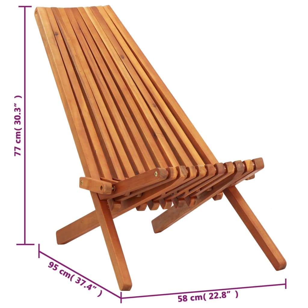 Folding Patio Lounge Chair Solid Acacia Wood