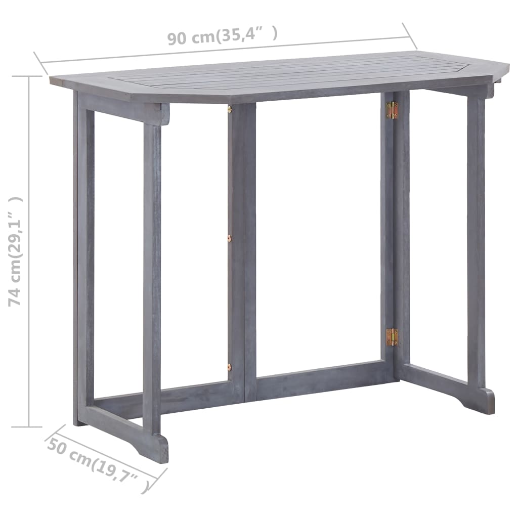 Folding Balcony Table 35.4&quot;X19.7&quot;X29.1&quot; Solid Acacia Wood