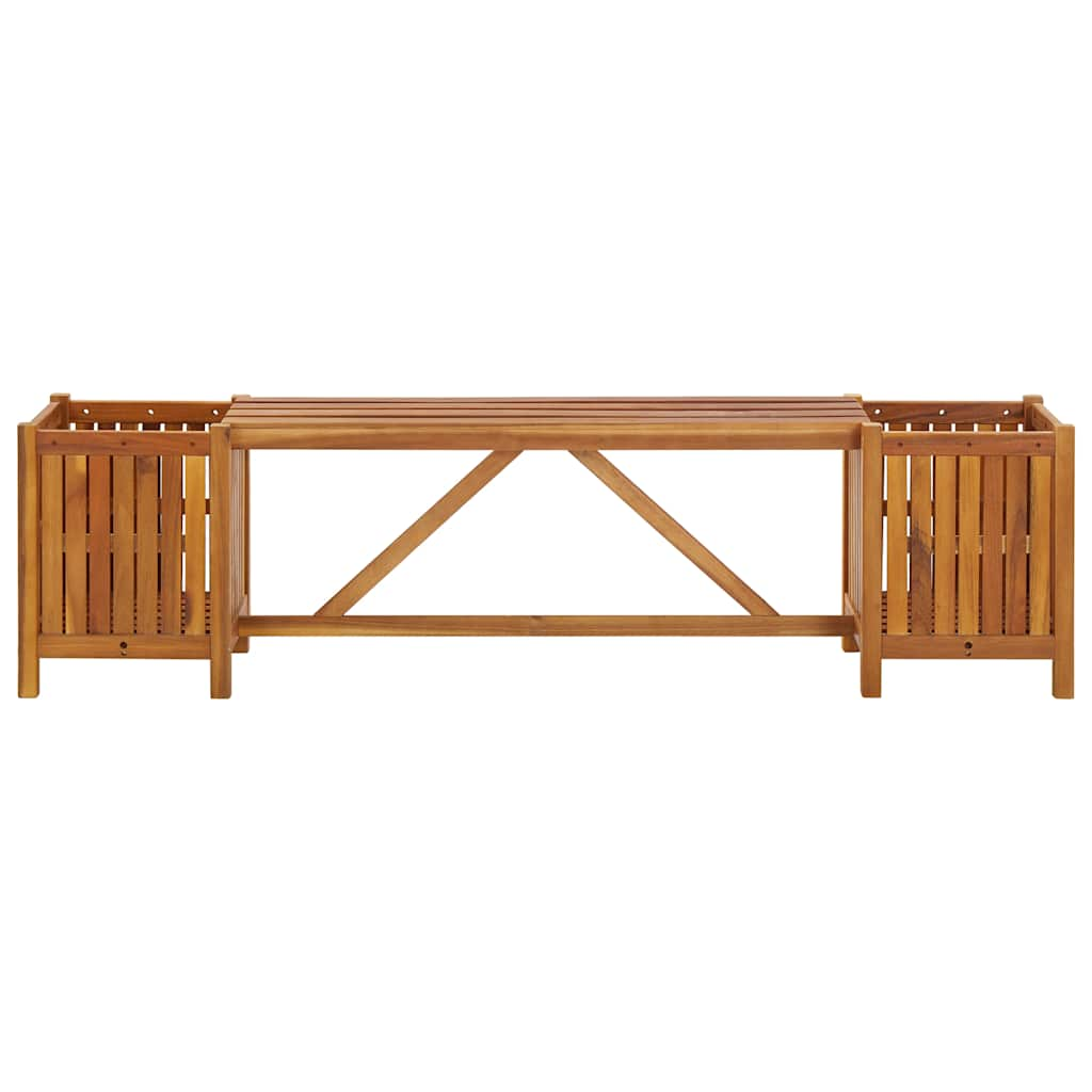 Patio Bench With 2 Planters Solid Acacia Wood