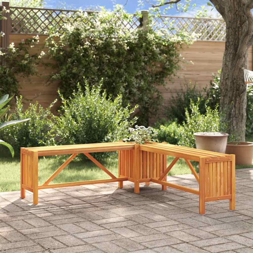 Patio Bench With 2 Planters Solid Acacia Wood