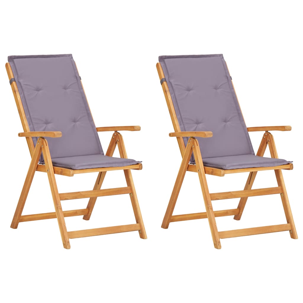 Reclining Patio Chairs 2 Pcs Brown Solid Acacia Wood