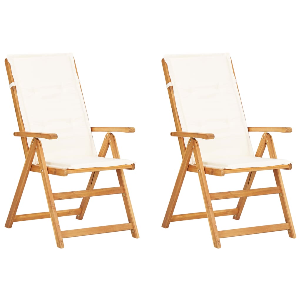 Reclining Patio Chairs 2 Pcs Brown Solid Acacia Wood