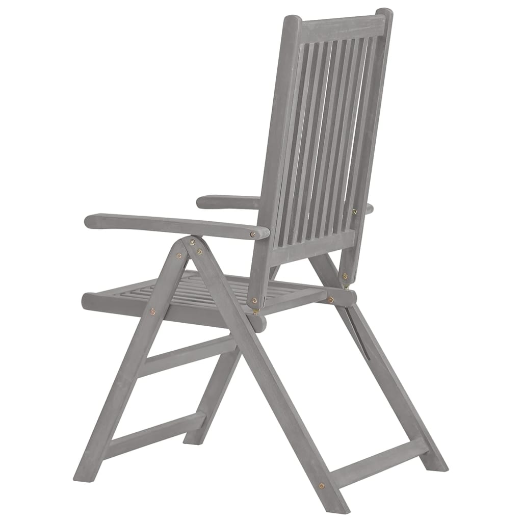 Patio Reclining Chairs 2 Pcs Gray Solid Acacia Wood