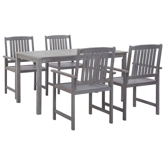 5 Piece Patio Dining Set Solid Acacia Wood