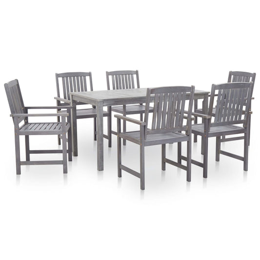 7 Piece Patio Dining Set Wash Solid Acacia Wood