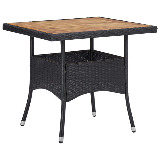 Patio Dining Table Poly Rattan And Solid Acacia Wood