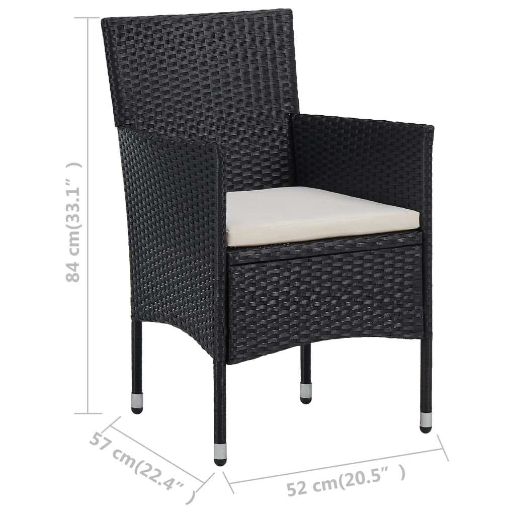 Patio Dining Chairs 2Pcs Poly Rattan