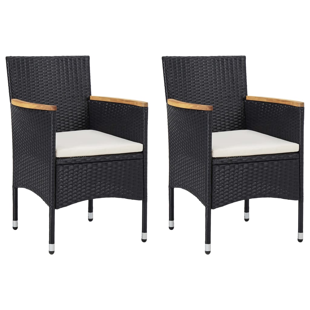 Patio Dining Chairs 2 Pcs Poly Rattan Black